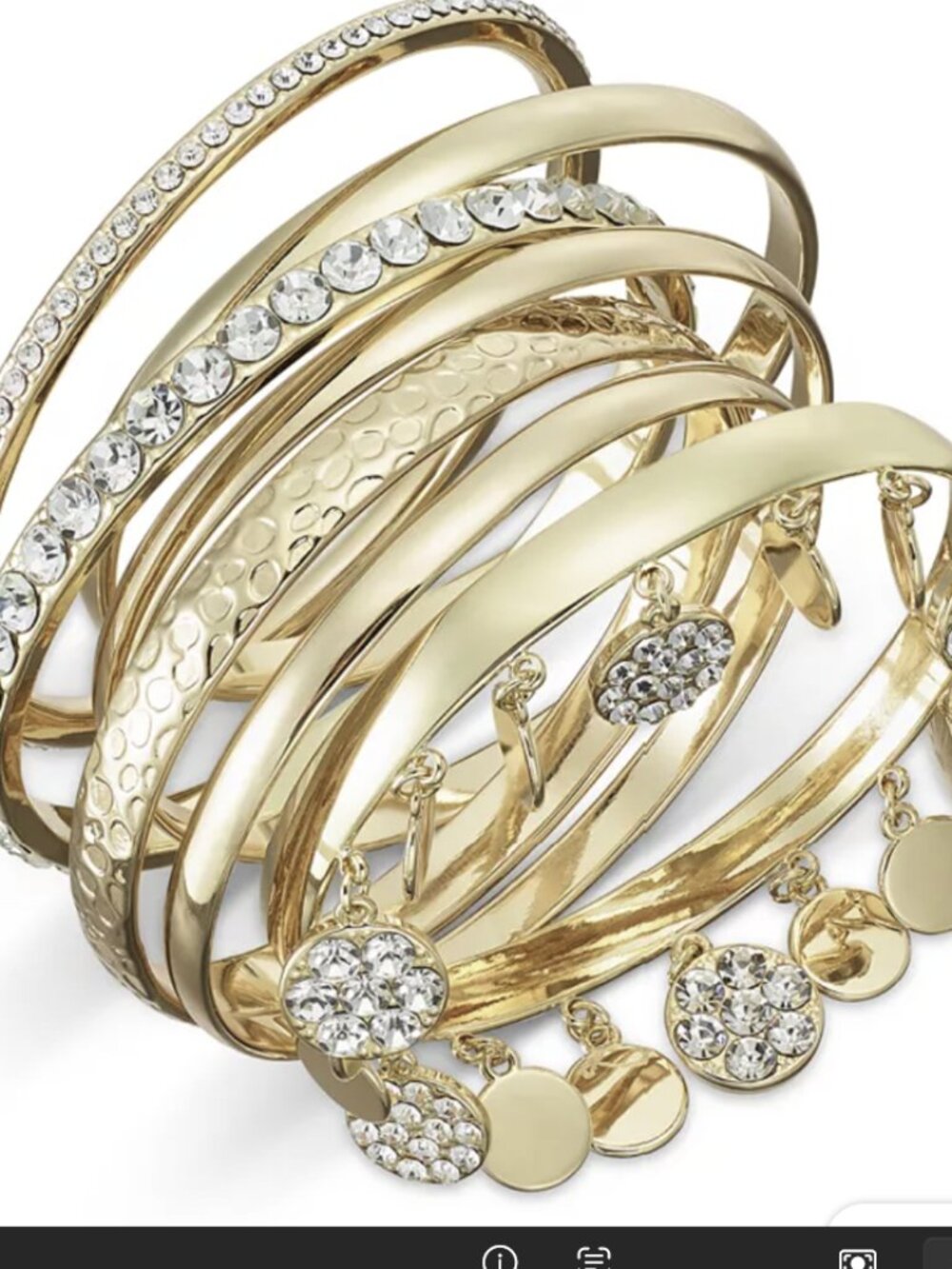 Crystal Decorated and Textured Styles a Set of 6 Bangle Bracelets